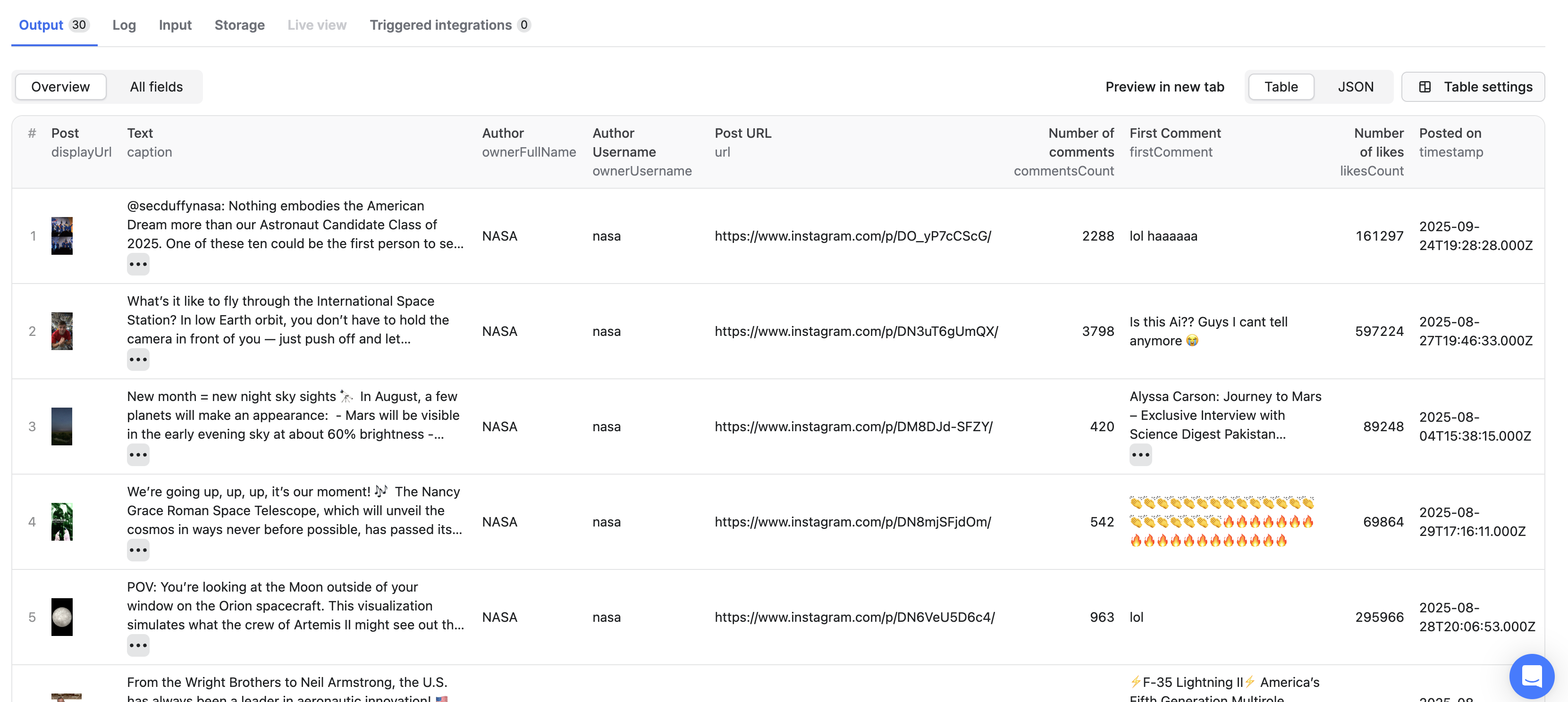 Instagram Reel Scraper input